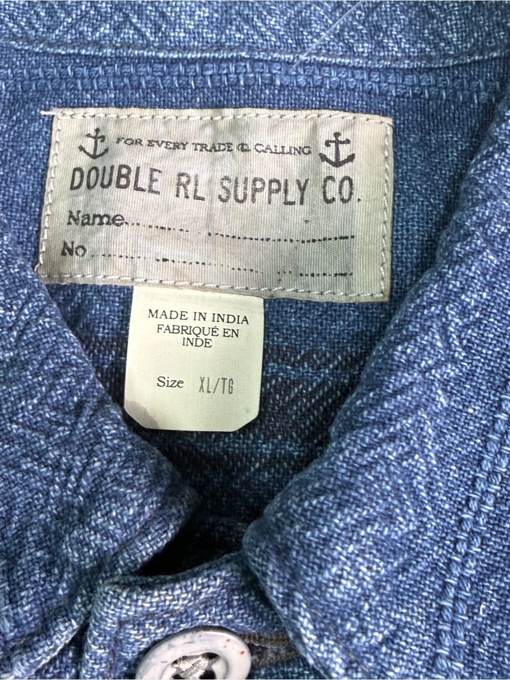 Ralph Lauren Double RL (RRL) Indigo Naval Military Shirt Jacket- Size XL - Picture 15 of 16